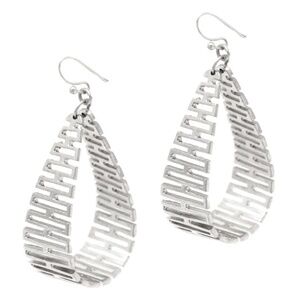 Silver Teardrop Hoop Earrings Geometric